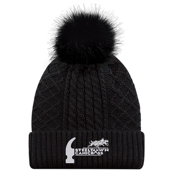 Embroidered Acrylic / Polyester Satin Cuff Toque  Thumbnail