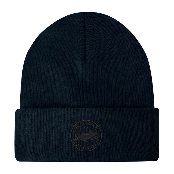 Embroidered  Fleece Lined Knit Cuff Beanie Thumbnail